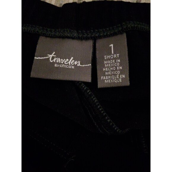 Chico's (1 Short) Travelers Pants Black Slinky Knit Pull On Straight Leg Medium - Picture 5 of 5
